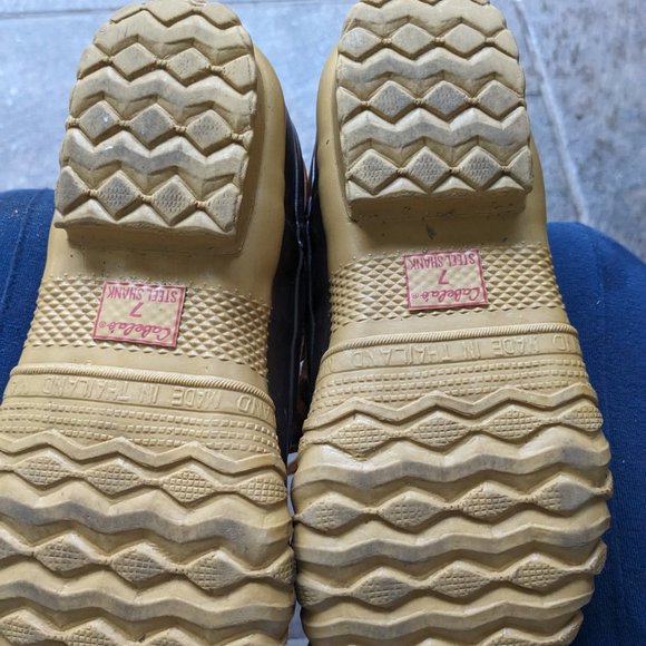 Cabela's Womens Size 7 Steel Shank Duck Boot Gum Shoes 82-0024 Slip On Brown - Picture 7 of 7